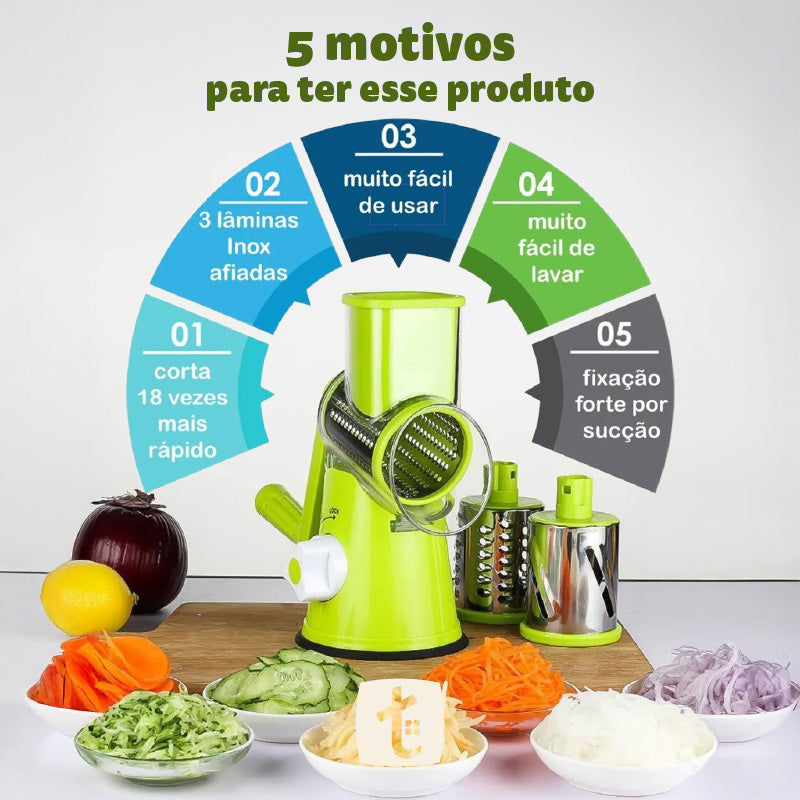 Ralador e Fatiador Manual de Legumes 3 em 1