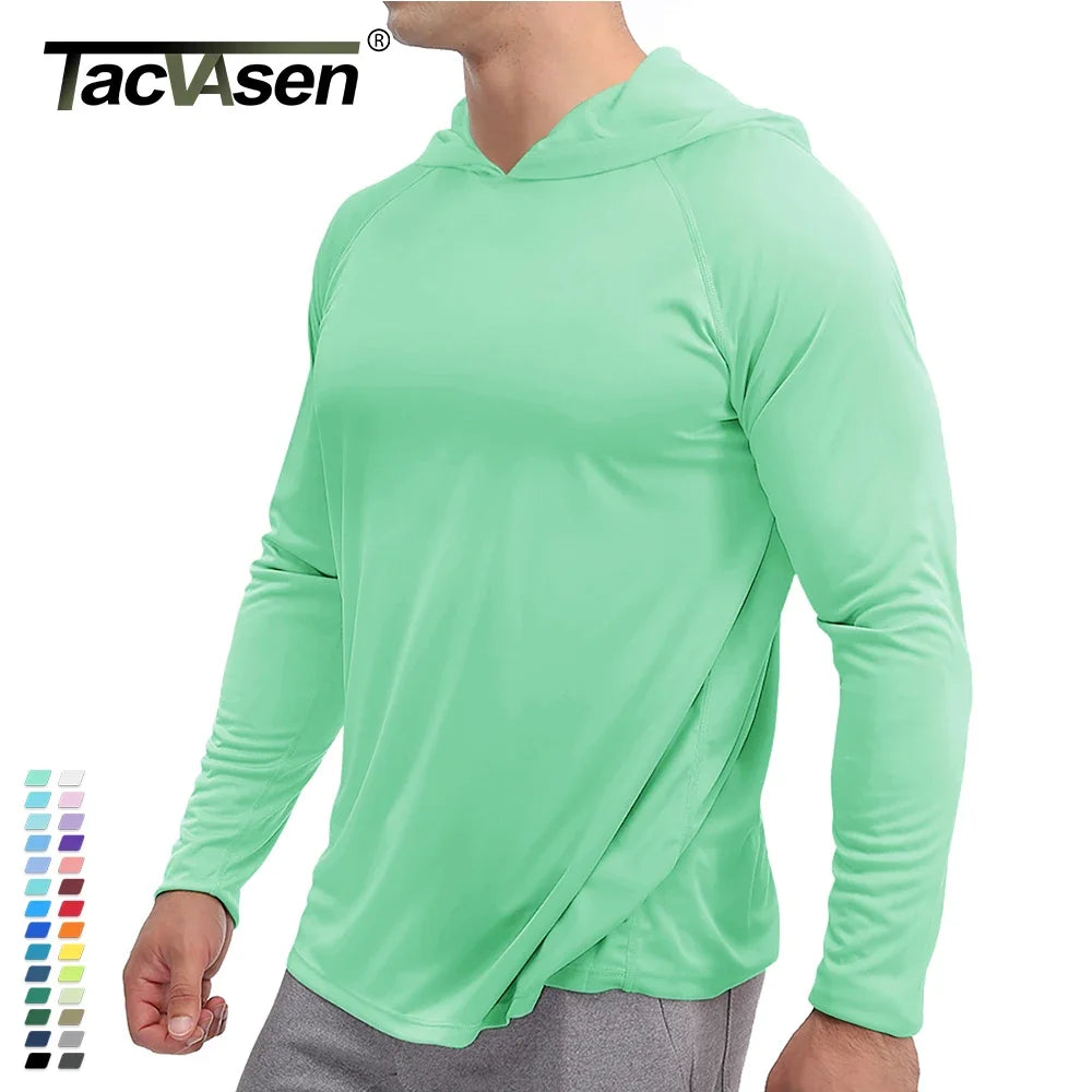 Camiseta Masculina com Capuz TACVASEN - Proteção Solar UPF 50+